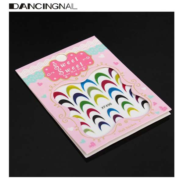 Multi Colored Glitter Shiny French Tip Nail Art Sticker Manicure Decal Decoration