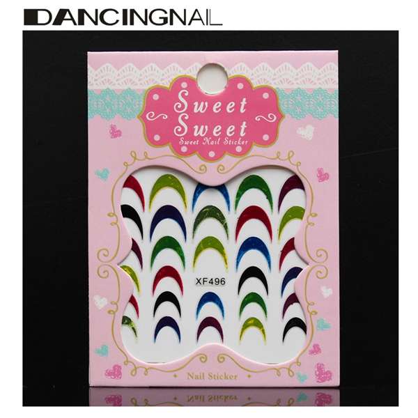 Multi Colored Glitter Shiny French Tip Nail Art Sticker Manicure Decal Decoration