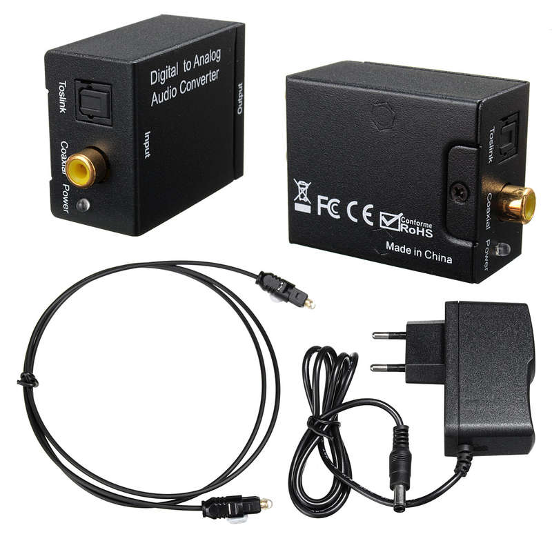 3.5mm Optical Coaxial Toslink Digital to Chic Audio Converter Adapter RCA L/R