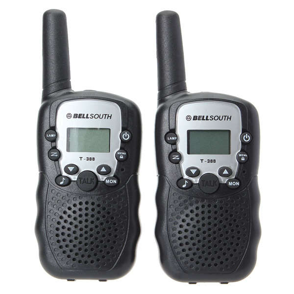 2pcs T-388 0.5W UHF Auto Multi-Channels Mini Radios Walkie Talkie Black