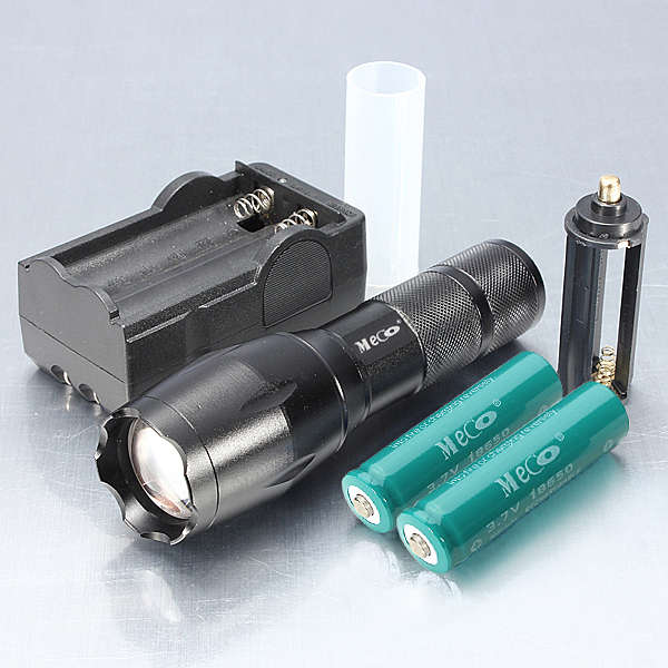 Meco XM-L2 2000Lumens 5Modes Zoomable EDC LED Flashlight +18650+Charger