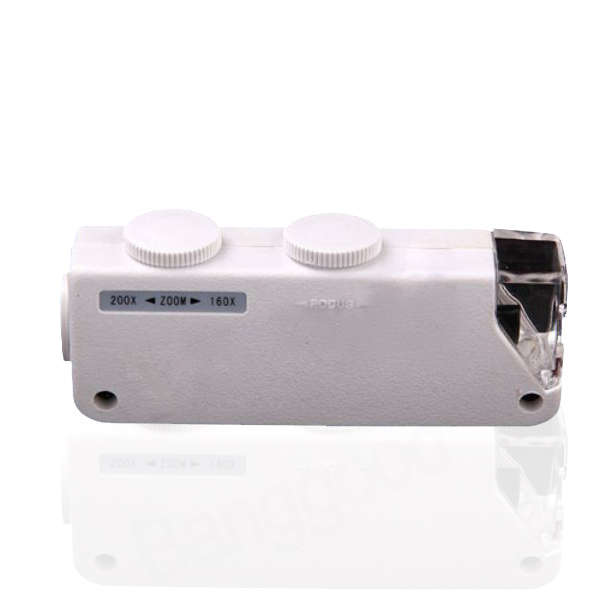 Handheld 160X-200X Zoom Lens LED Lighted Pocket Microscope Loupe