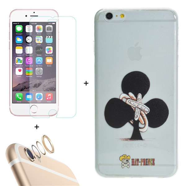 ENKAY 3 in 1 Set TPU Case Tempered Glass Screen Protector Camera Lens Protector For iPhone 6/6S Plus