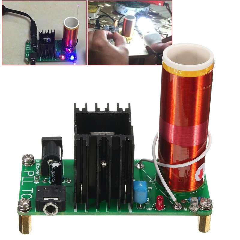 15W Tesla Coil Plasma Music Wireless Power Transmission Across Air Horn Lighting