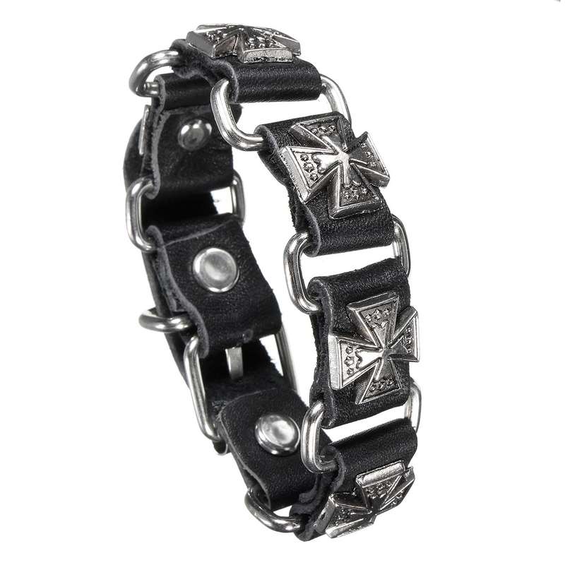 Punk Cross Retro Leather Men Women Bracelet Jewelry Accessories