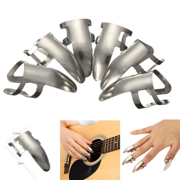 6PC Stainless Steel Metal Finger Pick Plectrums Thumb Picks For Guitar