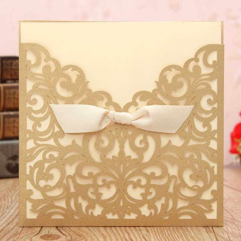 10Pcs Laser Cut Hollow Out Wedding Evening Invitations Cards Personalized Envelopes Seals