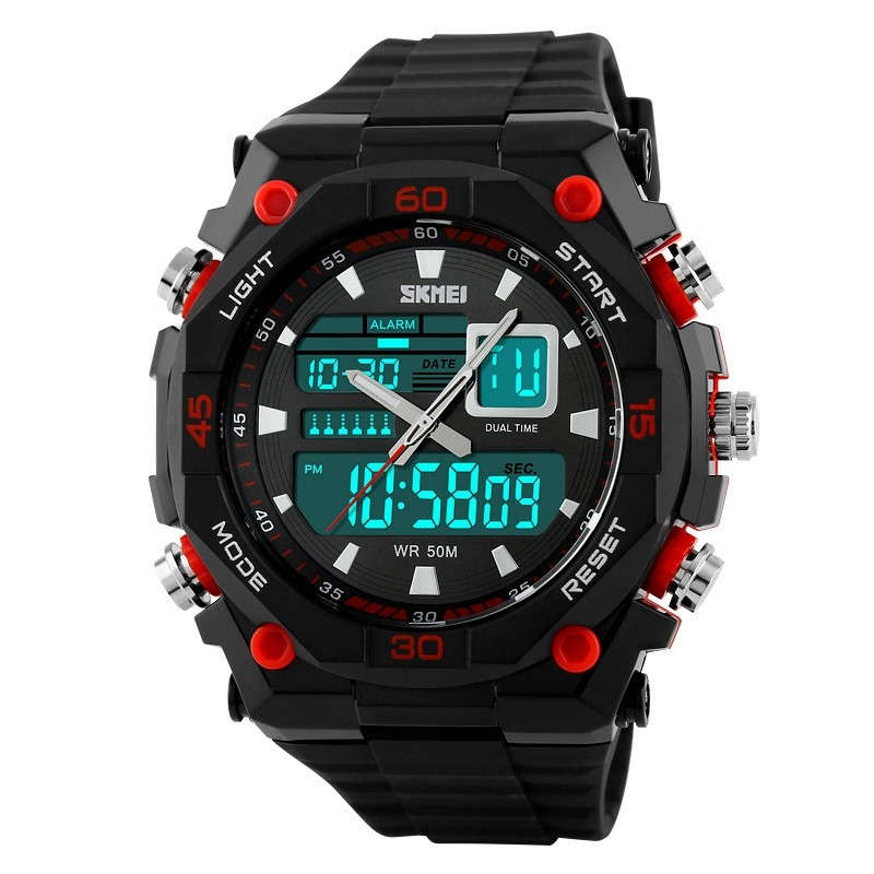 SKMEI 1092 Fashion Digital Analog Waterproof Rubber Band Men Sport Watch