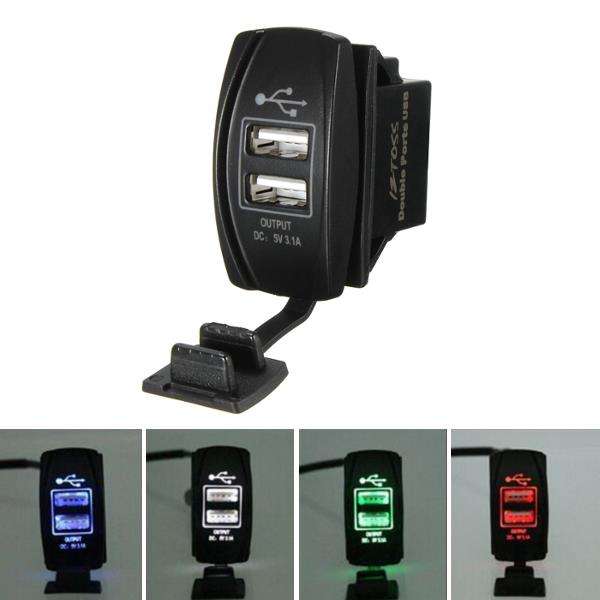 12V 24V Waterproof Auto Motorcycle 5V 3.1A 2 Ports USB Power Adapter Charger