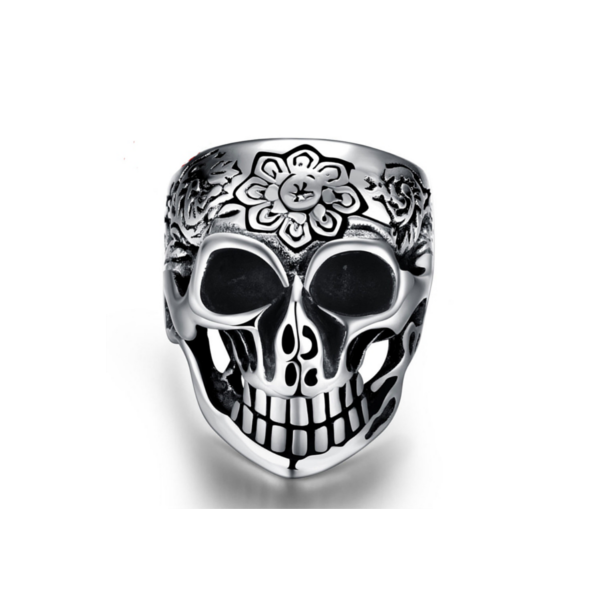 316L Stainless Stell Silver Men Women Skull Ring Punk Rock