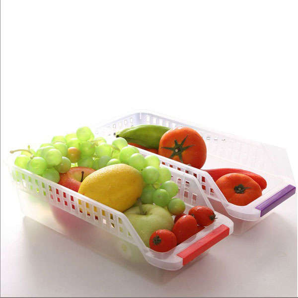 Plastic Refrigerator Storage Drawer Box Hollow Food Fruit Vegetables Drinks Kitchen Organizer