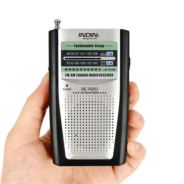 BC-R20 Pocket Manual Multi-function Dual-band AM FM Receiver Antenna Radio