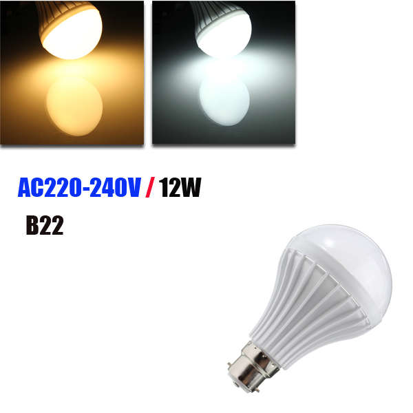 B22 12W 18 SMD 5630 Warm White/White Globe Ball Bulbs Plastic Lamp Lights 220-240V