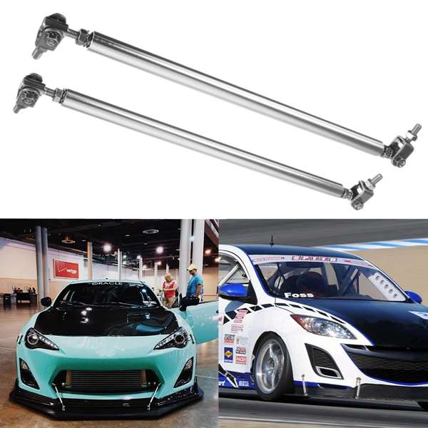 Adjustable Front Rear Frame Bumper Protector Splitter Rod Support 11 inch-13 inch Silver