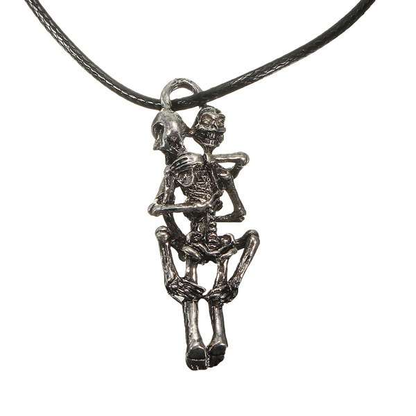 Stainless Steel Infinity Love Skull Man Hug Chain Pendant Necklace