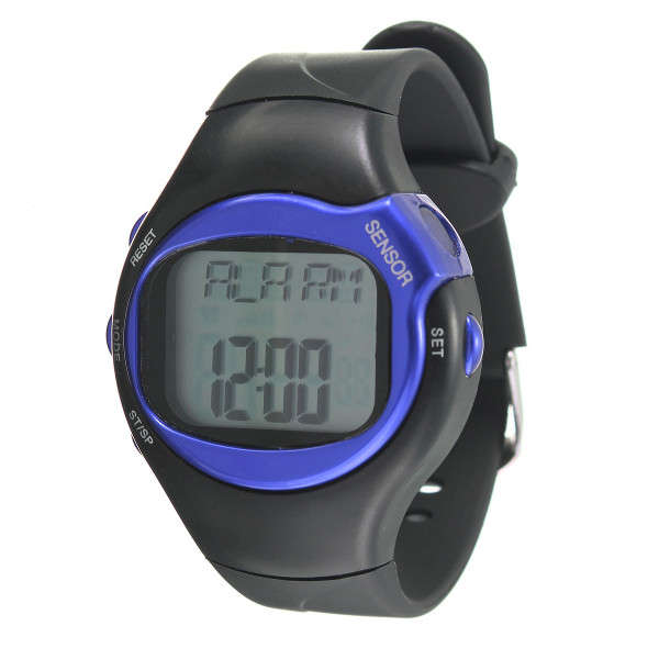 heart rate sport watch blue color view