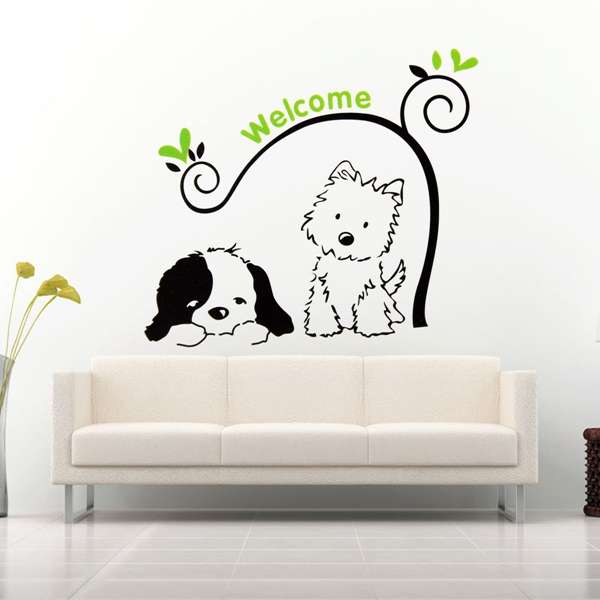 Cat Dog Welcome Wall Stickers Removable Wall Decal Stickers Home Decor