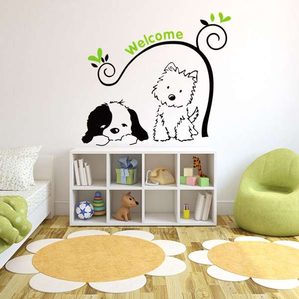 Cat Dog Welcome Wall Stickers Removable Wall Decal Stickers Home Decor