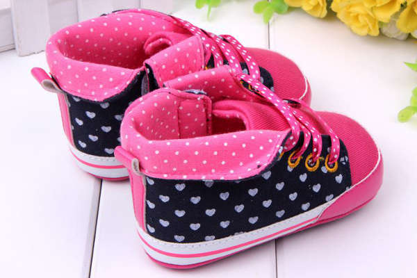 Baby Toddler Bandage Love Prewalker Rubber Sole Crib Shoes 