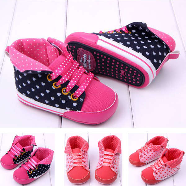 Baby Toddler Bandage Love Prewalker Rubber Sole Crib Shoes 