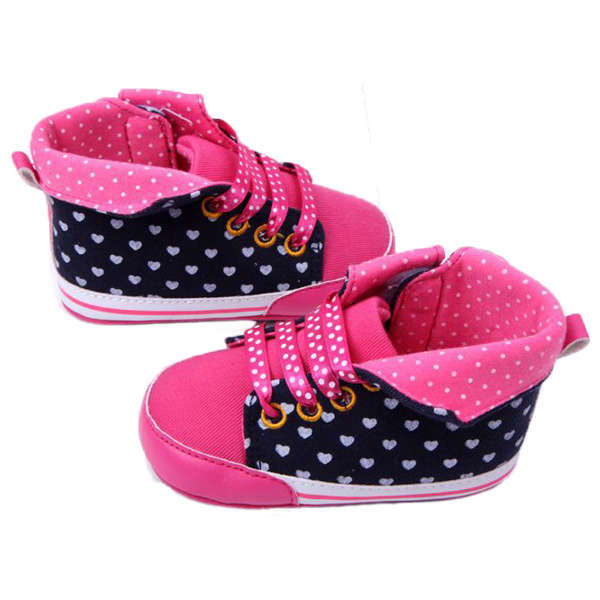 Baby Toddler Bandage Love Prewalker Rubber Sole Crib Shoes 