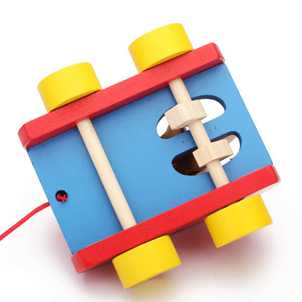 Baby Children Winnie Drum Tractor Pull Bear Wooden Toys