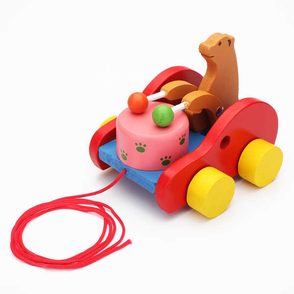 Baby Children Winnie Drum Tractor Pull Bear Wooden Toys