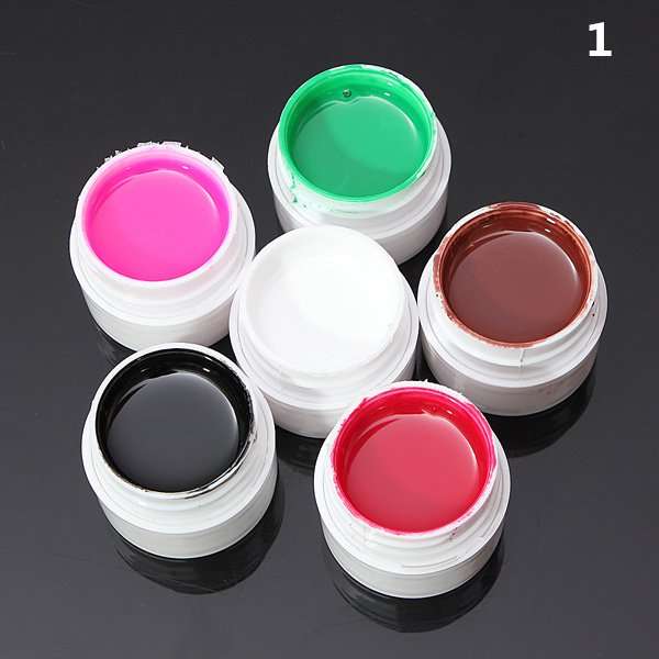6 Colors Manicure Acrylic Extension Pure Nail Art UV Gel Set