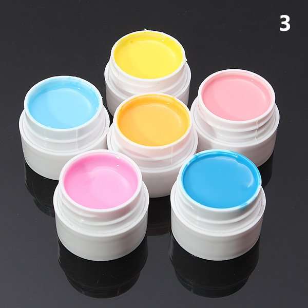 6 Colors Manicure Acrylic Extension Pure Nail Art UV Gel Set