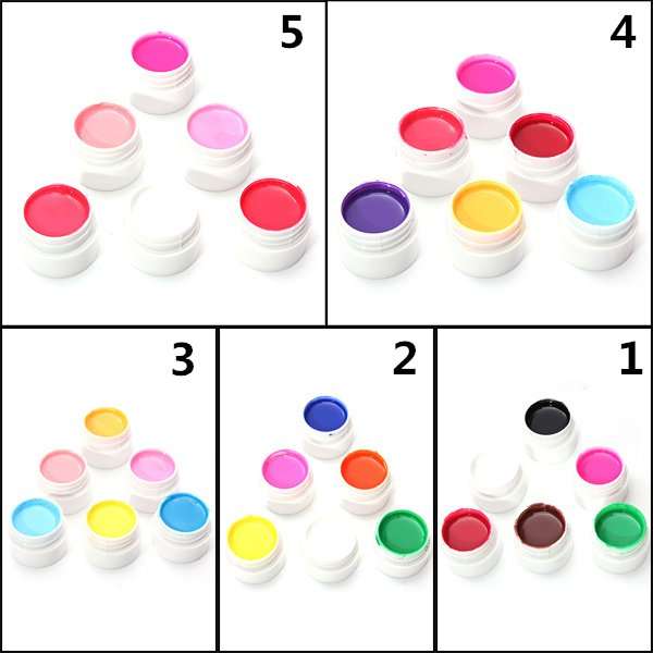 6 Colors Manicure Acrylic Extension Pure Nail Art UV Gel Set