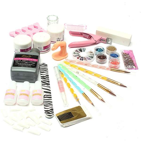 60 Acrylic UV Powder Glitter Glue Nail Art Tool Kit Set