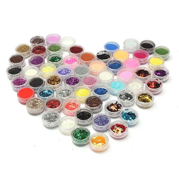 60 Acrylic UV Powder Glitter Glue Nail Art Tool Kit Set