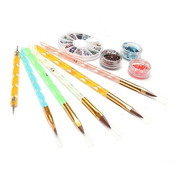 60 Acrylic UV Powder Glitter Glue Nail Art Tool Kit Set