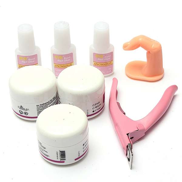 60 Acrylic UV Powder Glitter Glue Nail Art Tool Kit Set