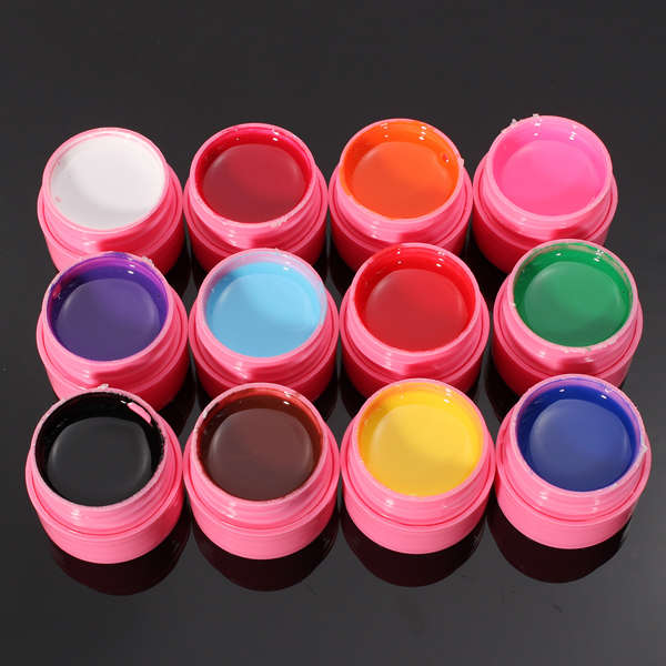 12 Colors Mix Pure Acrylic Nail Art Manicures UV Gel Builder Set