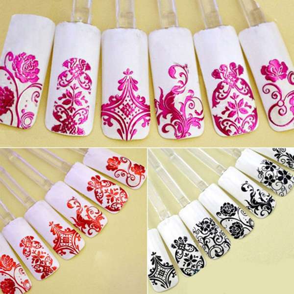 108Pcs 1 Sheet Flower Lace Adhesive Nail Art Sticker Decal Decoration