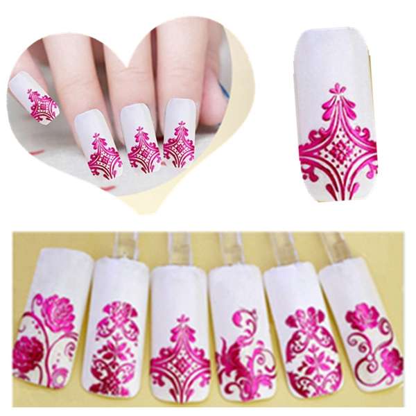 108Pcs 1 Sheet Flower Lace Adhesive Nail Art Sticker Decal Decoration