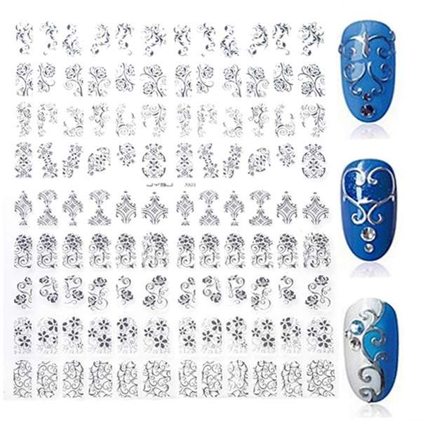 108Pcs 1 Sheet Flower Lace Adhesive Nail Art Sticker Decal Decoration