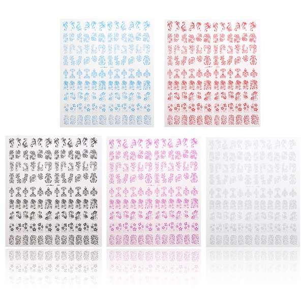108Pcs 1 Sheet Flower Lace Adhesive Nail Art Sticker Decal Decoration