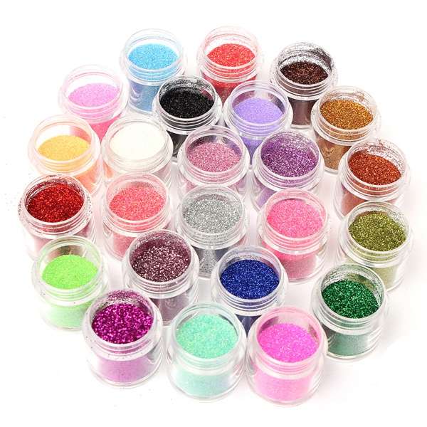 24 Colors Glitter Shiny Nail Art Powder Dust Decoration  