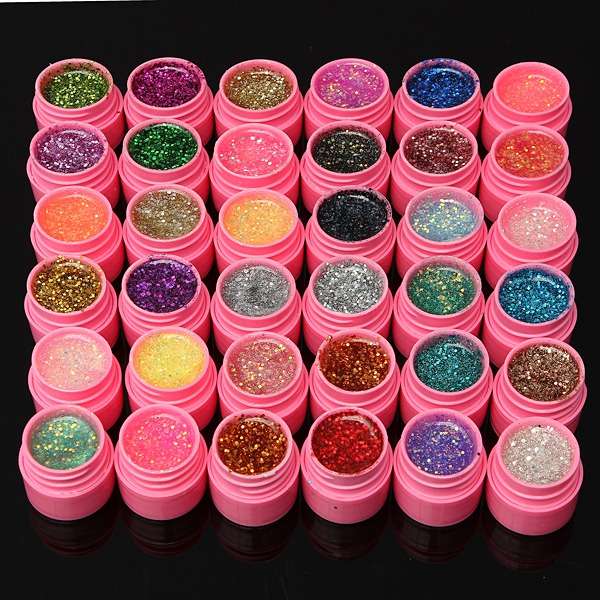 36 Colours Shining Glitter Acrylic UV Gel Builder Polish