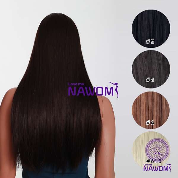 7Pcs NAVOMI Heat Resistant Friendly Clip In Synthetic Fiber Hair Extension 17.72 Inch Natural Black