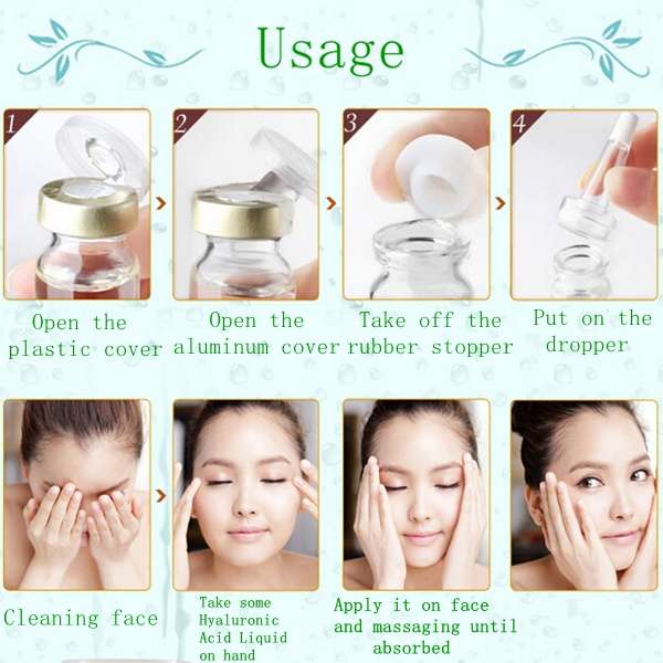 4Pcs CUCNZN Pure Hyaluronic Acid Liquid Face Skin Care Lotion