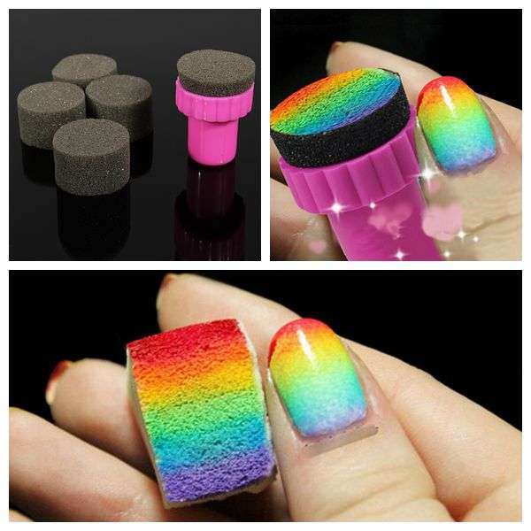 Nail Art Sponge Stamp Transfer Template Polish Stamper Set 