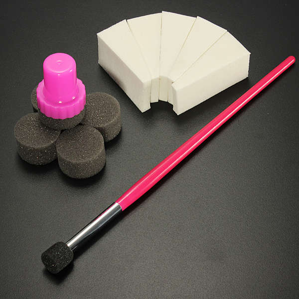 Nail Art Sponge Stamp Transfer Template Polish Stamper Set 