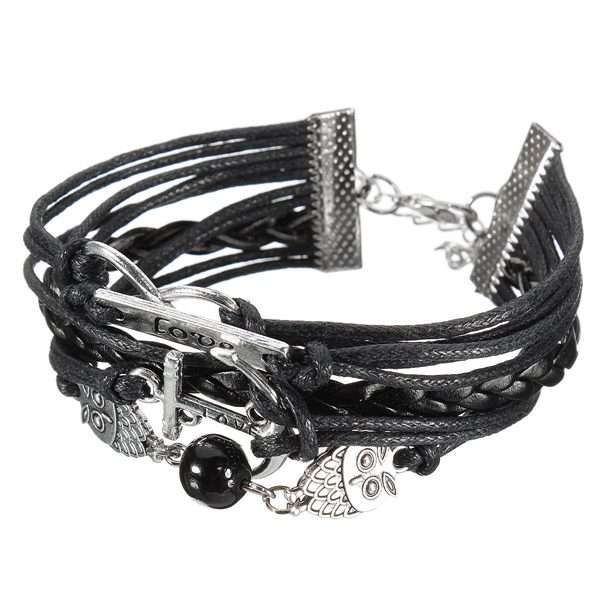 Vintage Owl Infinity Anchor Bracelet