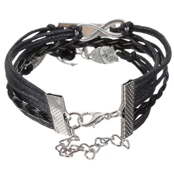 Owl Infinity Leather Bracelet