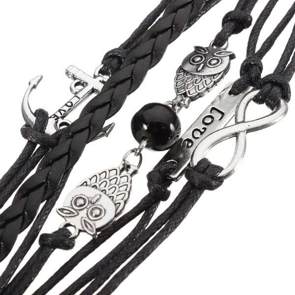 Vintage Owl Infinity Anchor Bracelet