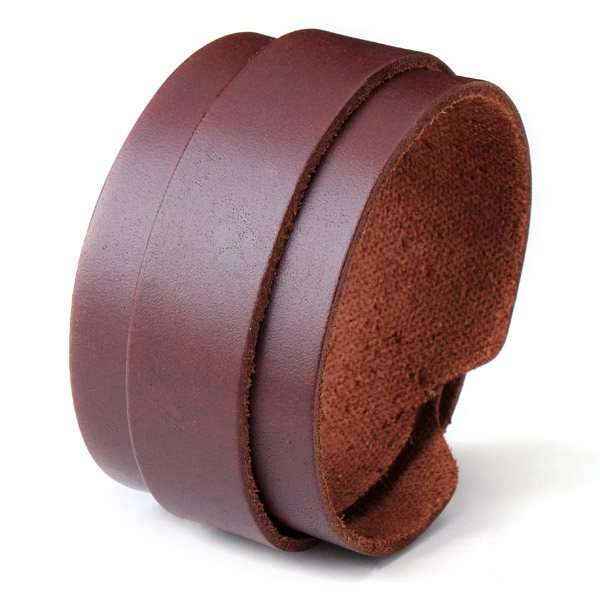 Loop Wide Button Leather Bangle