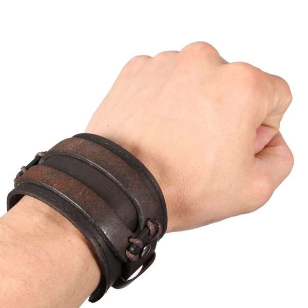 Punk Wide Leather Buckle Bracelet